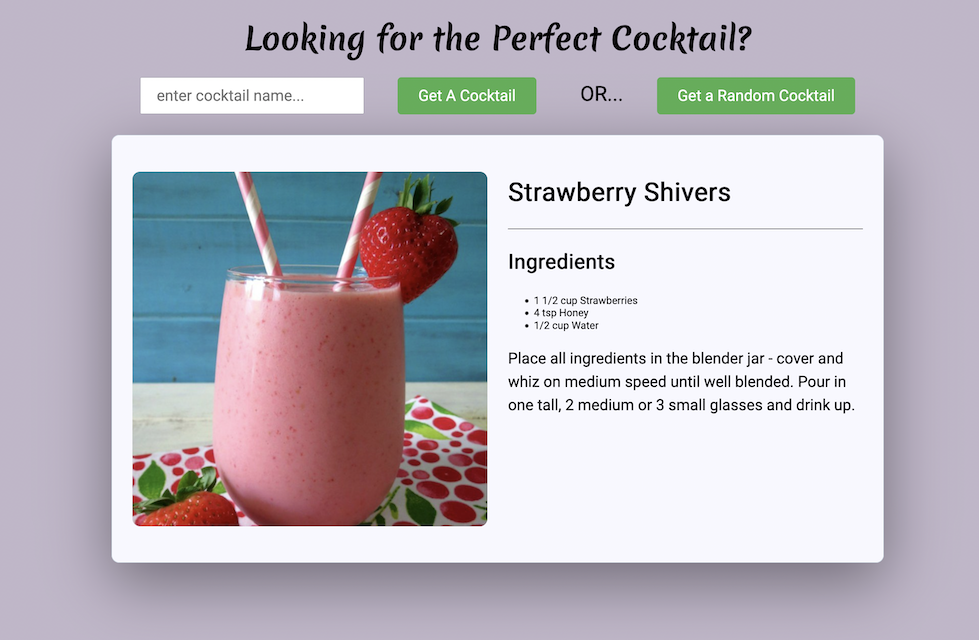Perfect Cocktail website image